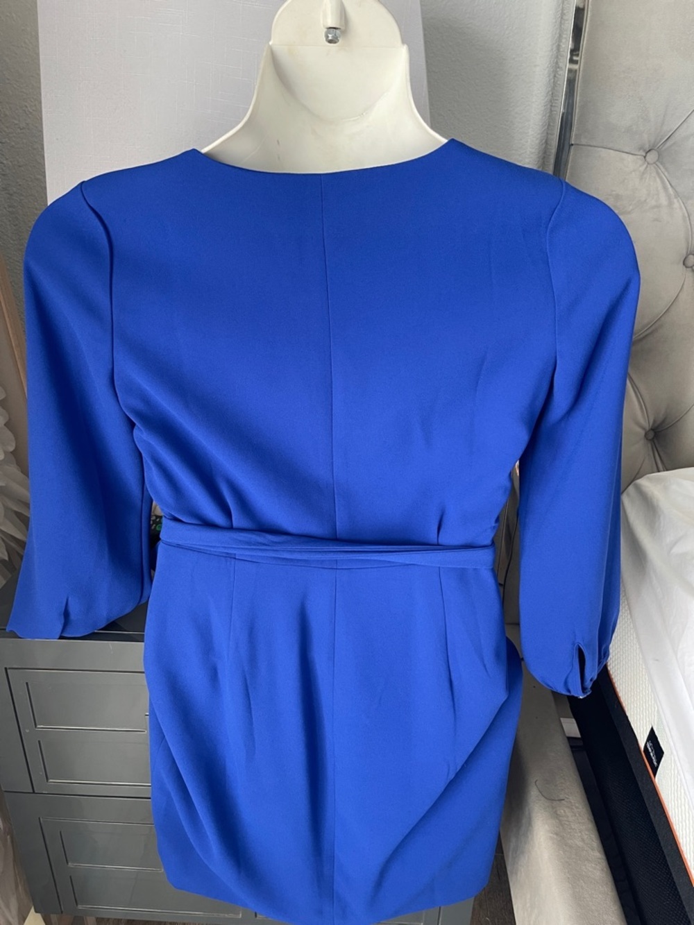 J. Crew Cobalt Blue Faux-Wrap Midi Dress with Side Tie - Picture 3 of 16